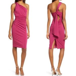 Katie May High Roller One‑Shoulder Body‑Con Dress Pink S NWT Ruched Cocktail